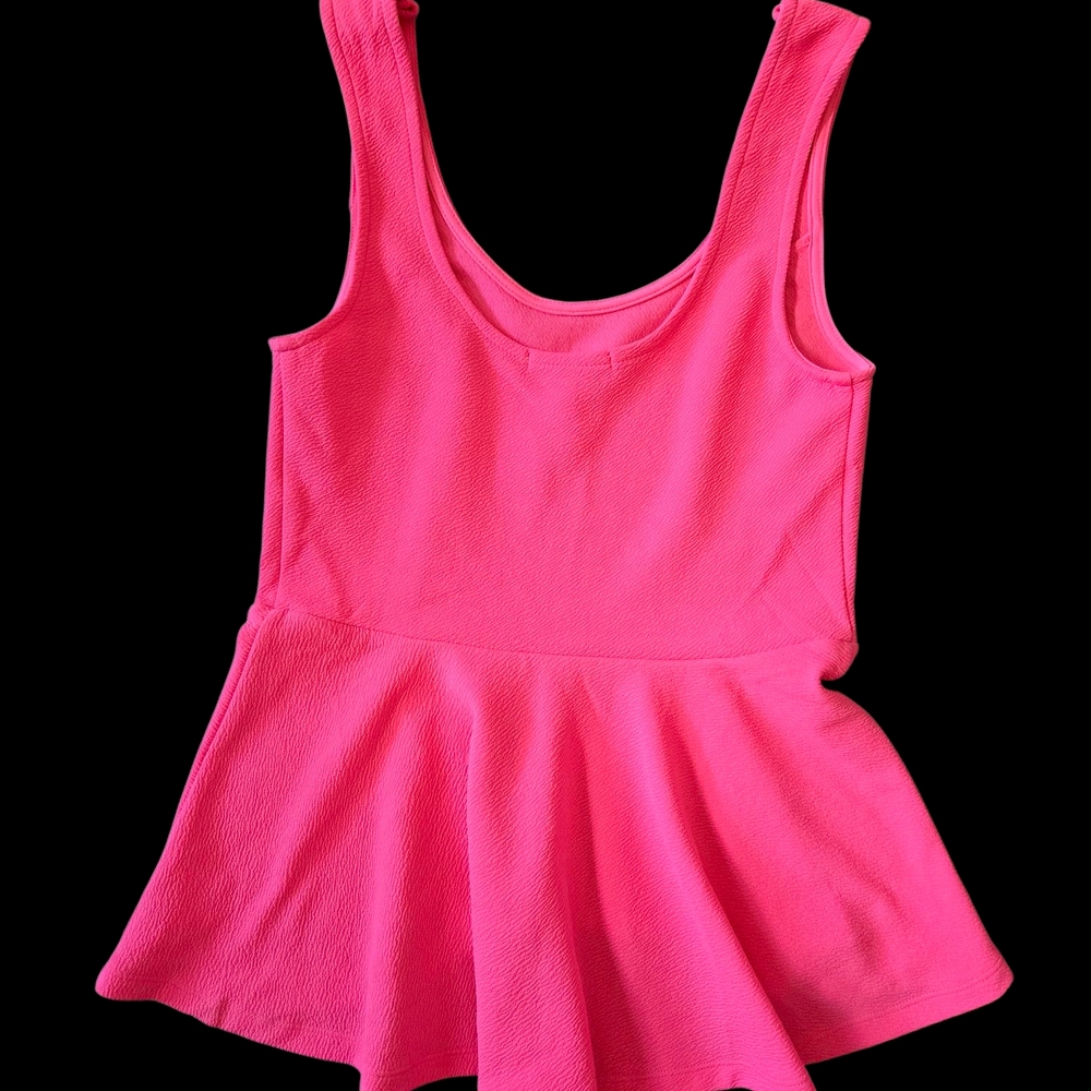 Pink Peplum Tank Top with Scoop Neckline